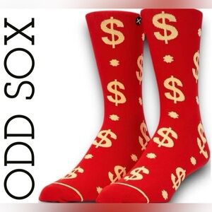 Odd Sox - Lucky Money Crew Socks - Size 8-12 - One Size Fits Most - Red